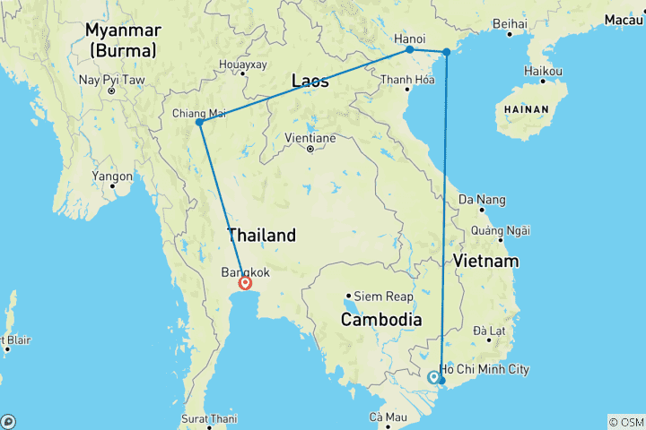 Map of Heart of Vietnam and Thailand – 10 Days of Exploration and Culture