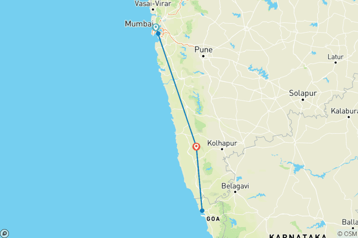 Map of Mumbai Goa Tour Package
