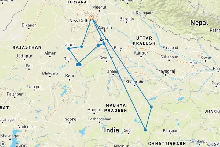 Karte von Enthüllung der verborgenen Schätze und majestätischen Tiger Indiens