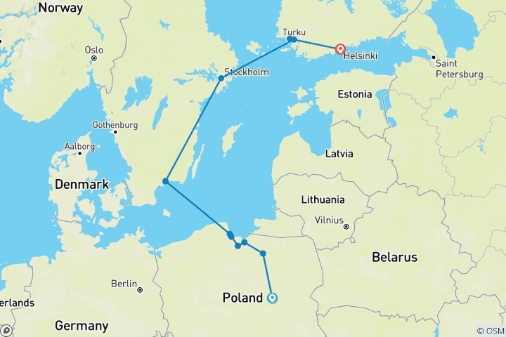 Map of THE FANTASTIC 10-DAY BALTIC TOUR THAT WILL PERDURE IN YOUR MEMORY FOREVER