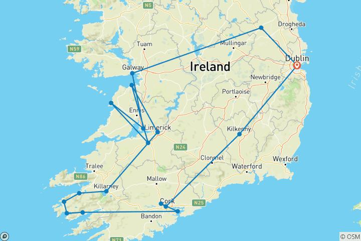 Kaart van Focus op Ierland - Premium (Klassiek, 7 Dagen)