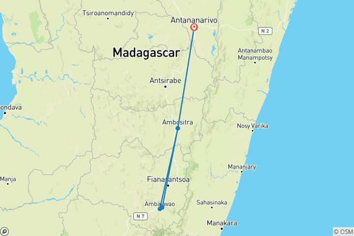 Map of Trekking in Andringitra & Tsaranoro Valleys of Madagascar