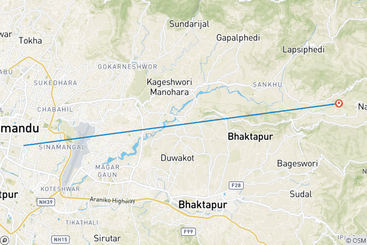 Karte von Pashupatinath Darshan und Nagarkot Stadtrundfahrt