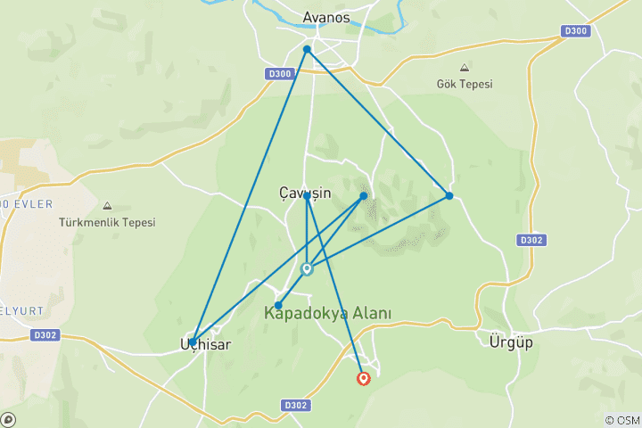 Map of 2 Full Day Luxury Private Cappadocia Tour