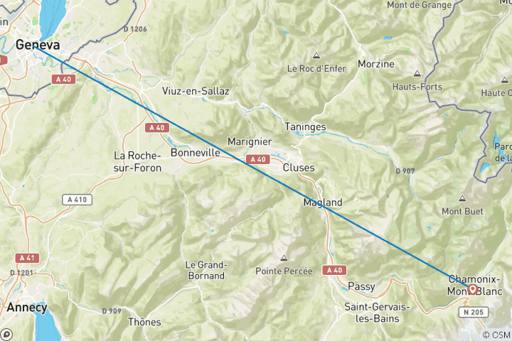 Map of French Alps Hut to Hut Hiking Adventure- Chamonix