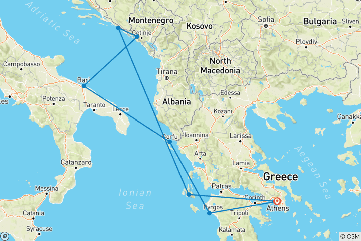 Carte du circuit Aventure idyllique dans l'Adriatique avec croisière