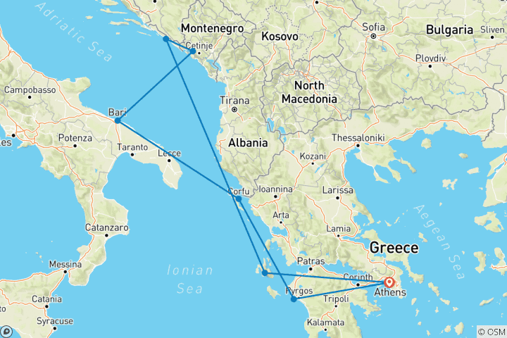 Carte du circuit Aventure idyllique dans l'Adriatique avec croisière