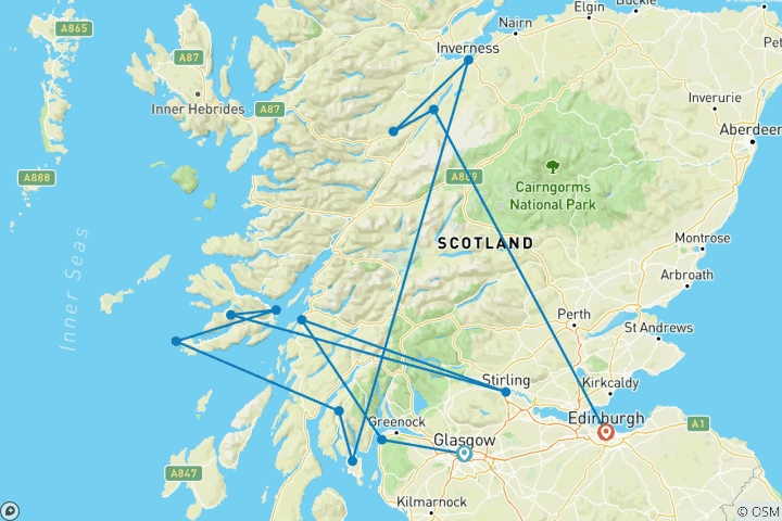 Map of Scenic Scotland - Premium (Classic, 8 Days)