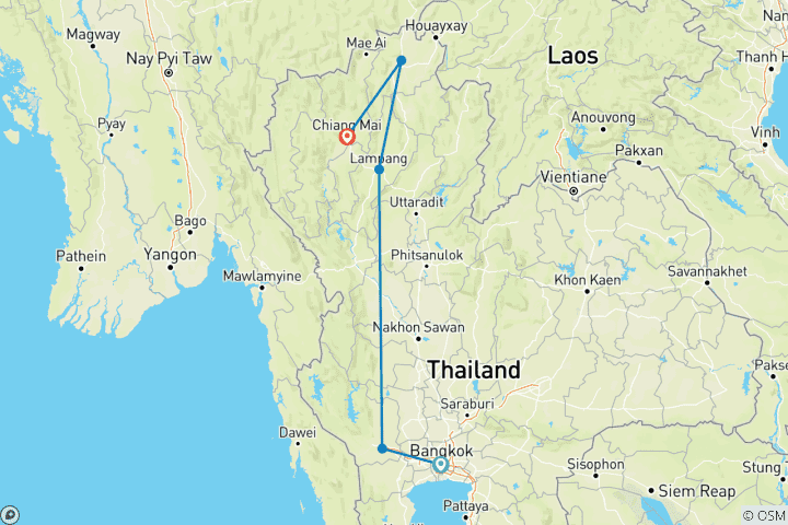 Map of Discover Northern Thailand: An 8-Day Cultural and Scenic Adventure- - Kanchanaburi, Chiang Rai, Chiang Mai