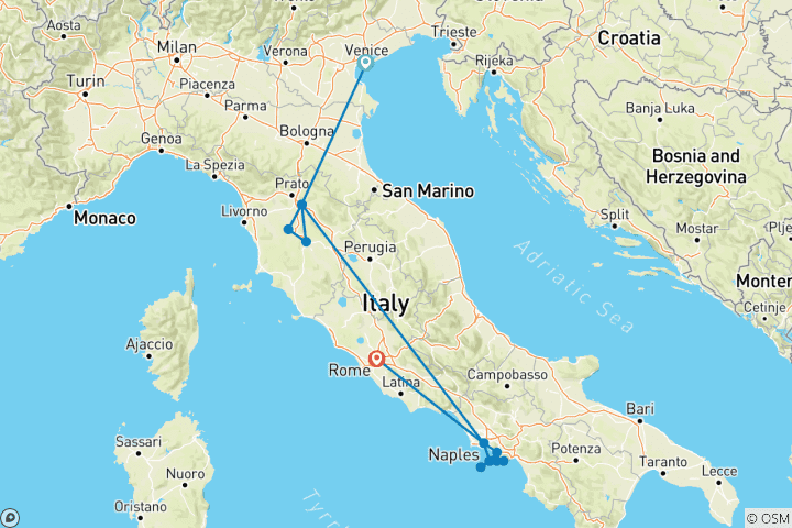 Carte du circuit Le meilleur de l'Italie en train - 10 jours