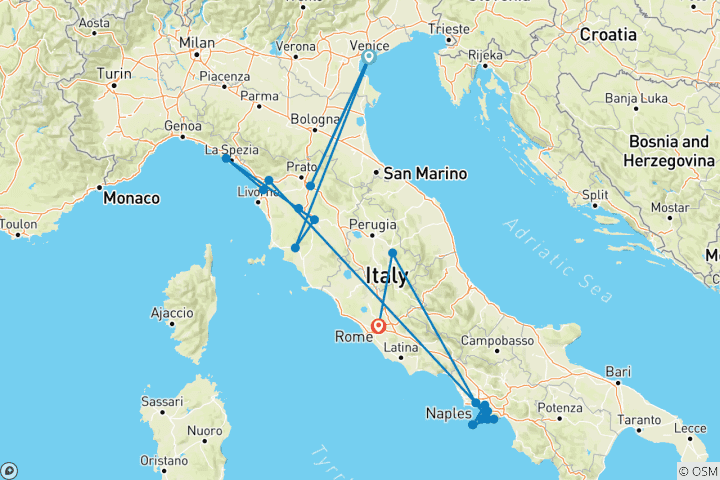 Map of Best of Italy by Train  - 10 days