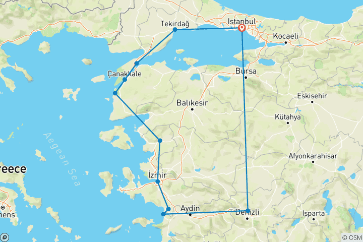 Karte von 8-Tage-Engels-Urlaub in der Türkei Westliche Pracht: Durch Troja und zeitlose Legbisn (VIP Private Road Trip Liebhaber)