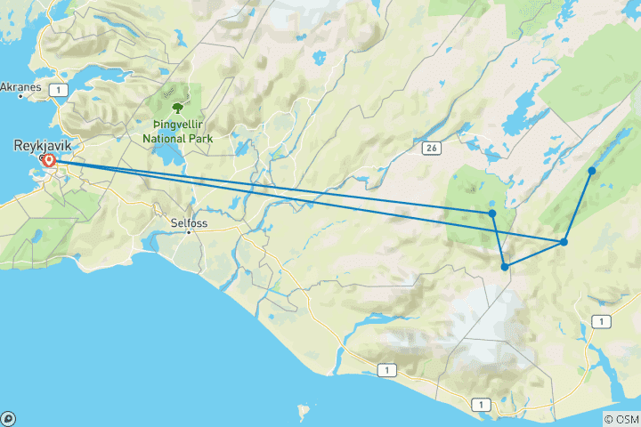 Map of Hidden Trails of Fjallabak and Vatnajökull-ICELAND