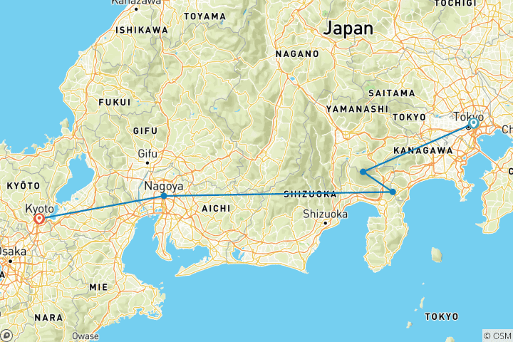 Map of 6 Days Japan's Honshu Culture （Private Family Tour）- Umetravel