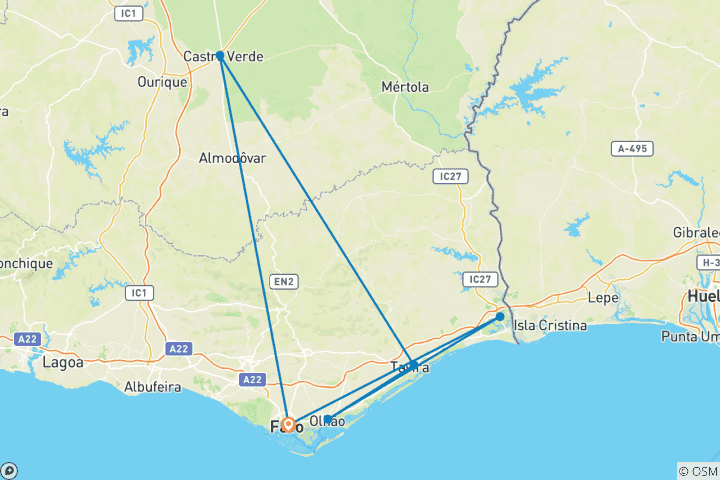 Mapa de Observando los cielos azules del Monte Gordo, 5 días