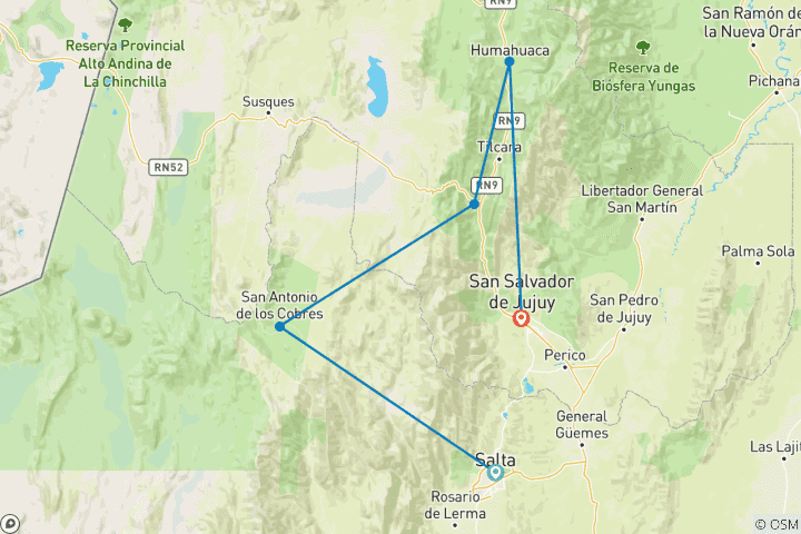 Map of Wonders of Northern Argentina: 5-Days in Salta and Humahuaca Gorges