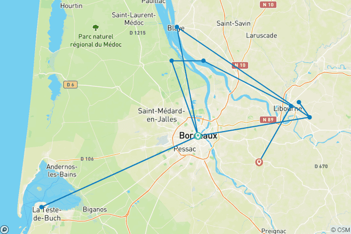 Map of Vineyards of Bordeaux