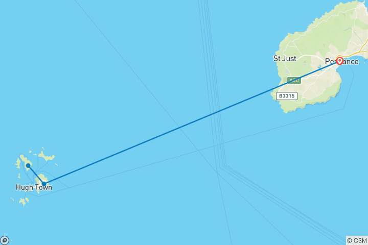 Mapa de Excursión guiada en grupo reducido por las Islas de Scilly