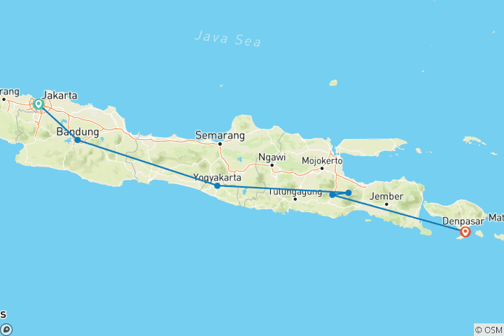 Carte du circuit TERRE DE MERVEILLES : DÉCOUVREZ LA BEAUTÉ INTEMPORELLE DE L'INDONÉSIE