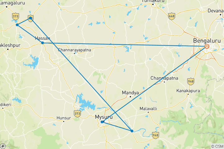 Map of Karnataka Heritage and Wildlife Experience