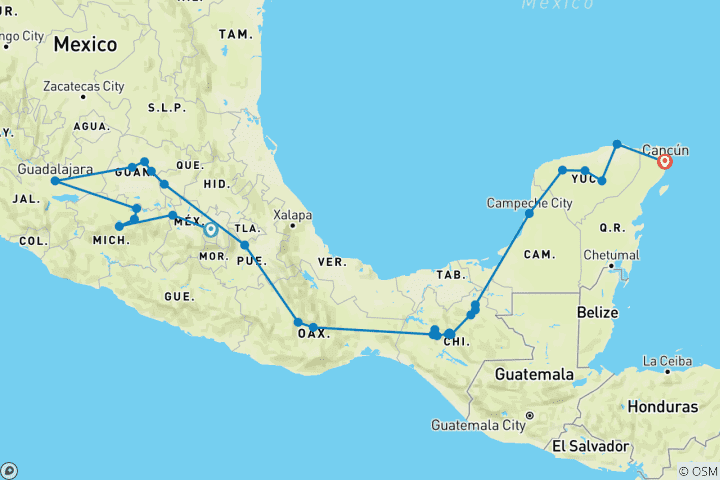 Carte du circuit La route des Mariachis
