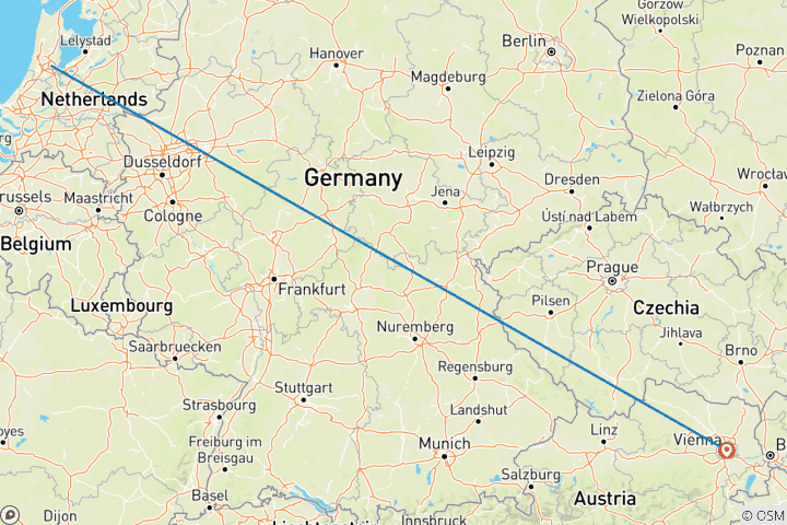 Map of 7 Day Amsterdam And Vienna By Train