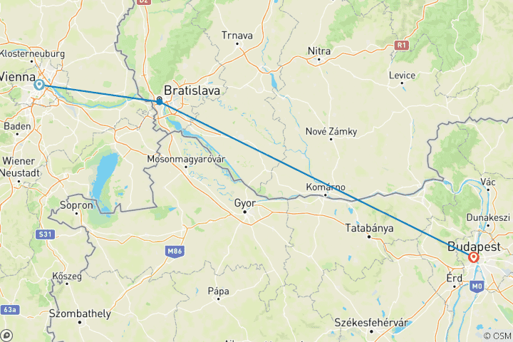 Map of Christmas time on the Danube 2025|2026 - 5 Days