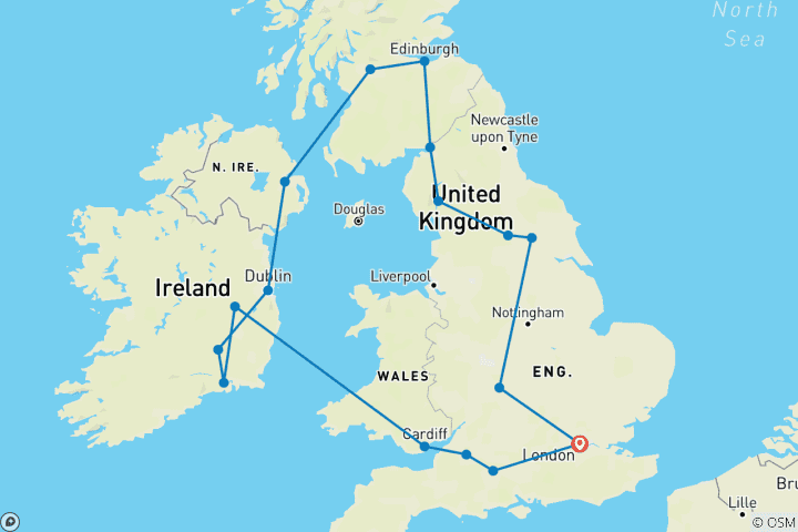 Map of Britain and Ireland Highlights (None, 10 Days)