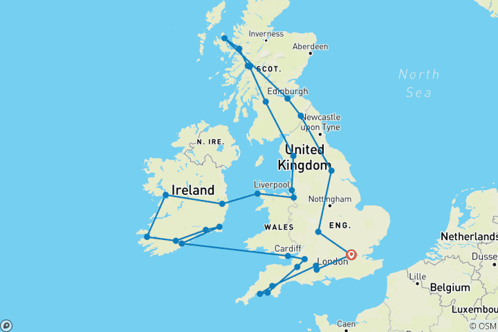 Karte von Großbritannien und Irland Panorama (Keine, 19 Tage)