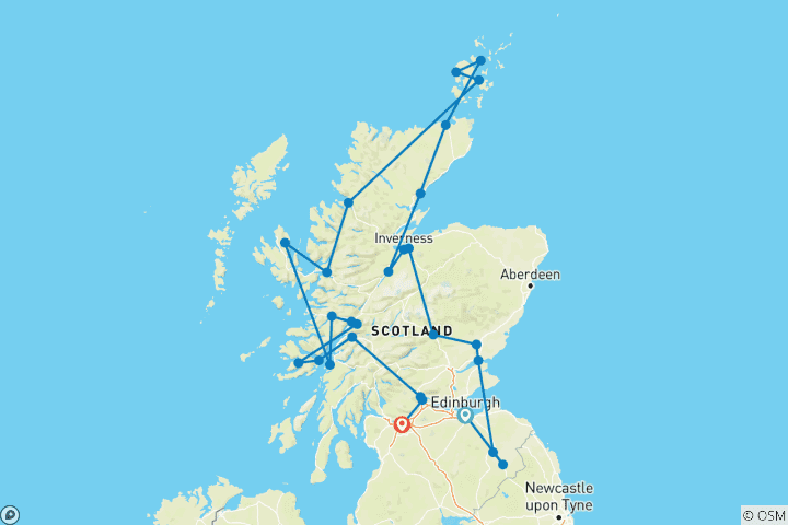 Map of Scotlands Highlands Islands and Cities (None, 13 Days)