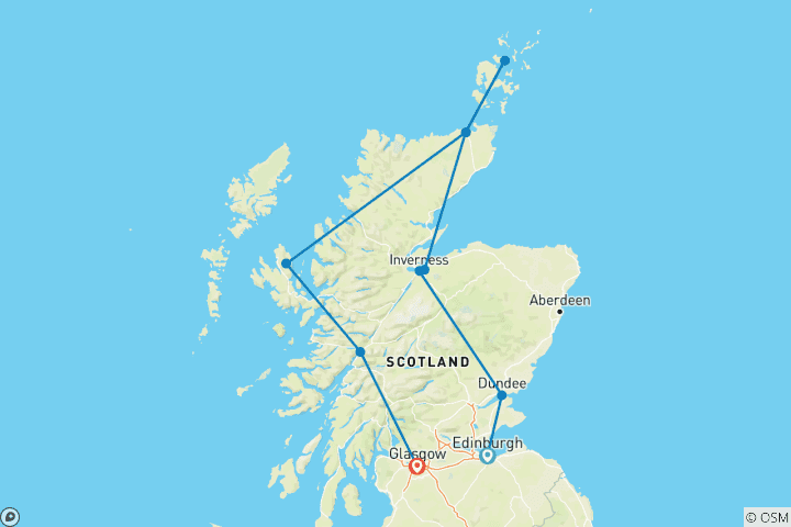 Carte du circuit Le sentier des Highlands inspiré par Outlander
