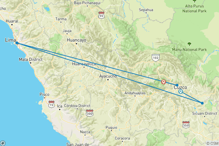 Map of Perú Explorer - Jungle & Mountains