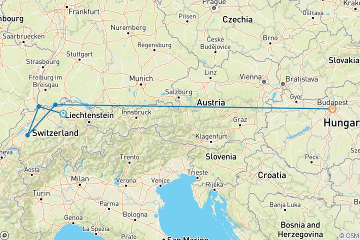 Map of Jewels of Europe & Romantic Rhine & Moselle 2026|2027