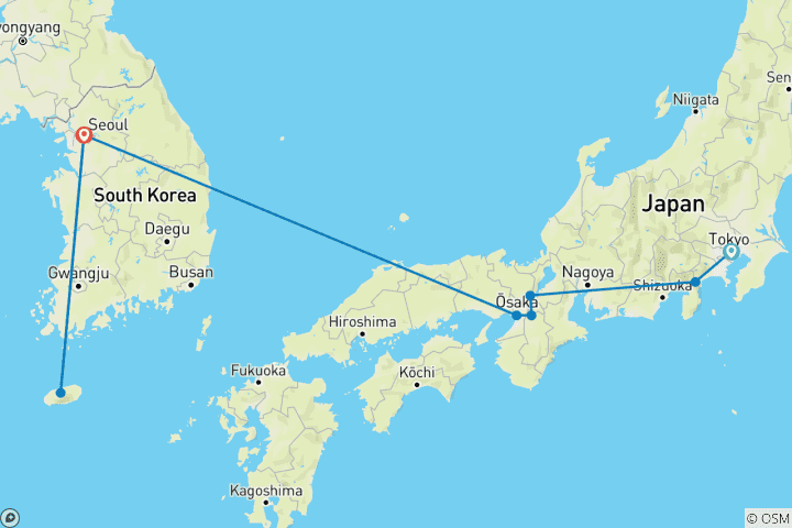 Map of Best Japan-Korea 12-Day Small Group Tour