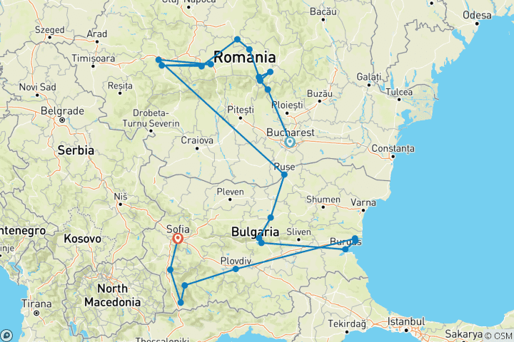 Map of Das Beste von Rumänien und Bulgarien - Selbstfahrertour