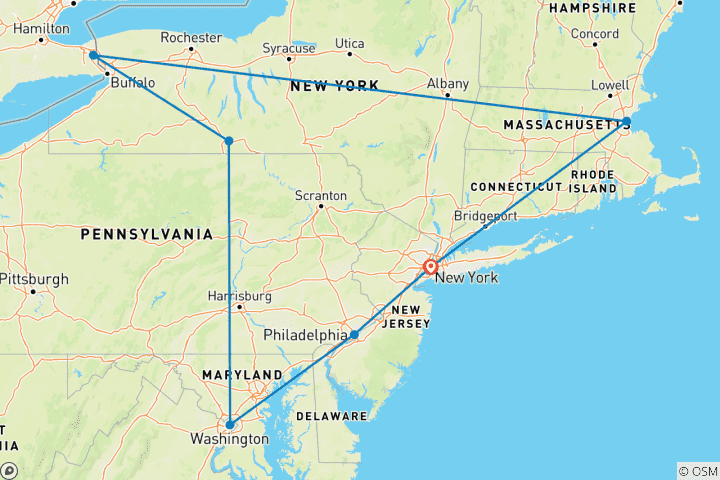 Map of MAJESTIC USA EAST COAST IN 6 DAYS