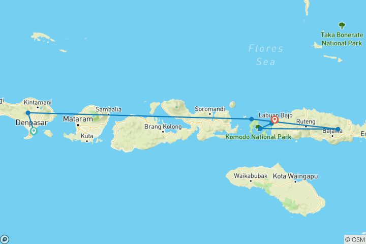 Map of Komodo & Flores Sail (6 Days)