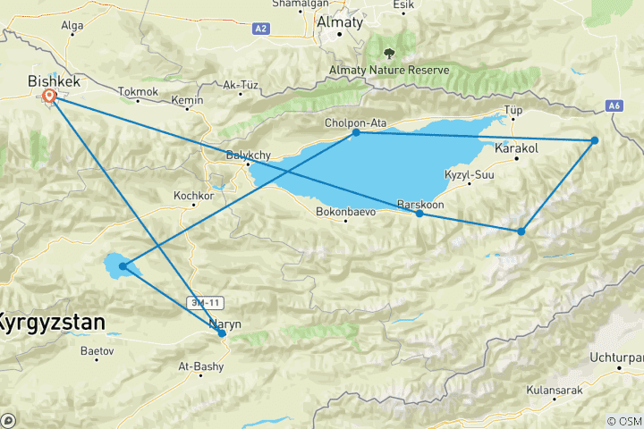 Map of Photo Tour to Kyrgyzstan