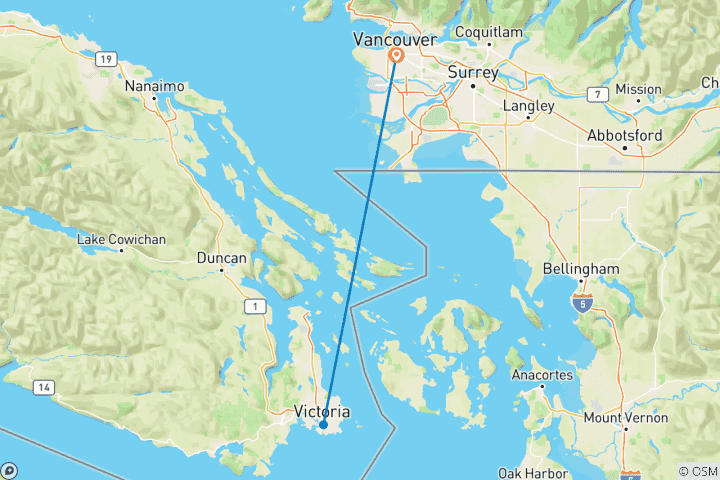 Map of West Coast City Stay: Vancouver & Victoria