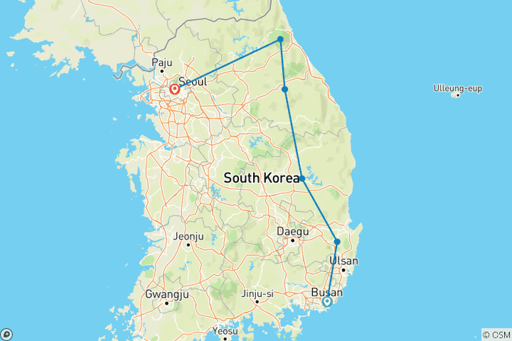 Map of A THREE-DAY JOURNEY THROUGH SOUTH KOREA’S HISTORY AND LANDSCAPES