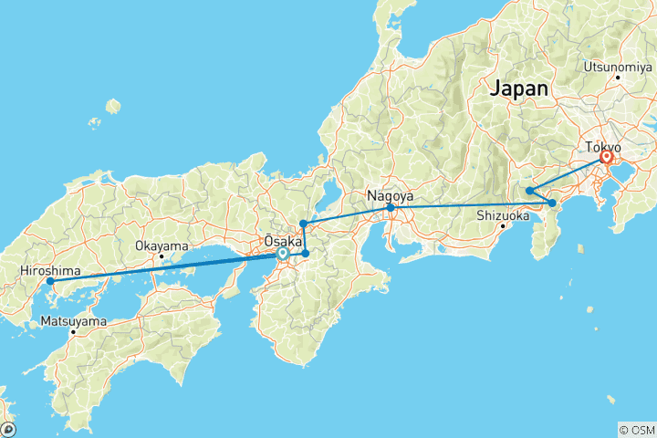 Kaart van 9 Dagen Prachtig Japan met Nagoya (Privérondreis voor gezinnen) ）- Umetravel