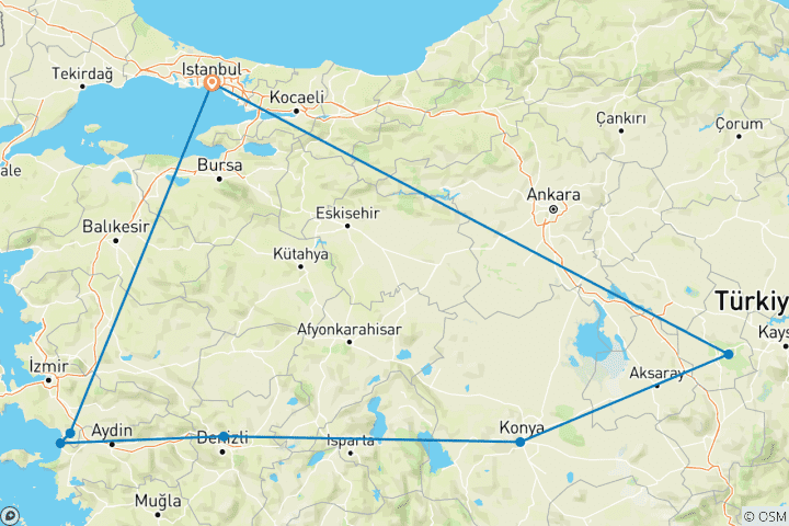 Karte von 8-Tage-Engels-Urlaub in der Türkei Ein Dreieck voller Wunderbares (VIP Private Road Trip Liebhaber)