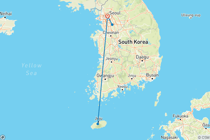 Carte du circuit Corée du Sud : Séoul, Yongin, Jeju - 7 jours