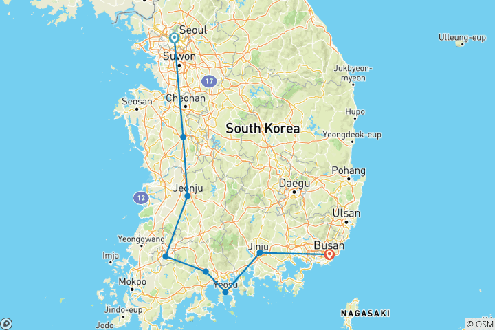 Carte du circuit Corée du Sud Express - 3 jours