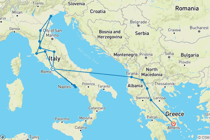 Map of IT - Italy Balkans and Greece