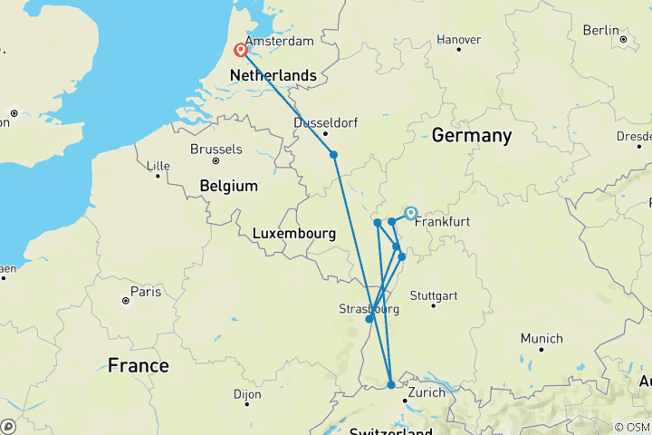 Mapa de Romántico Rin, Alsacia y Holanda - Crucevita Cabina Principal