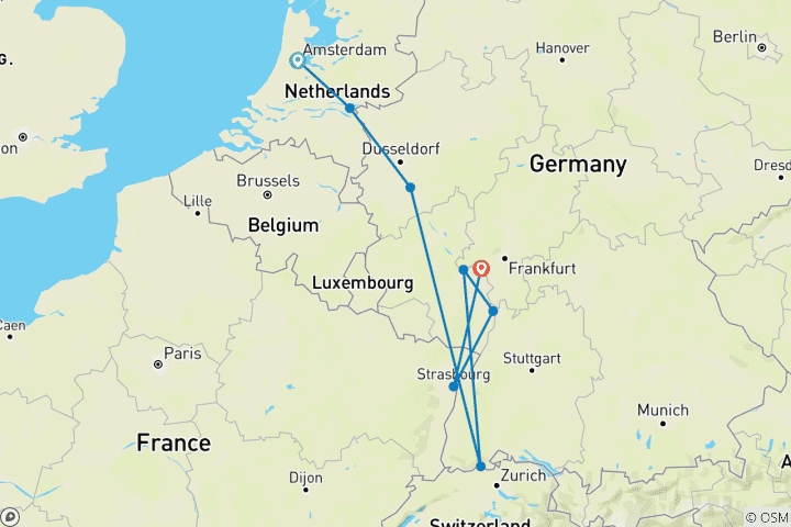 Map of Romantic Rhine, Netherlands and Alsace Crucevita Main Cabin