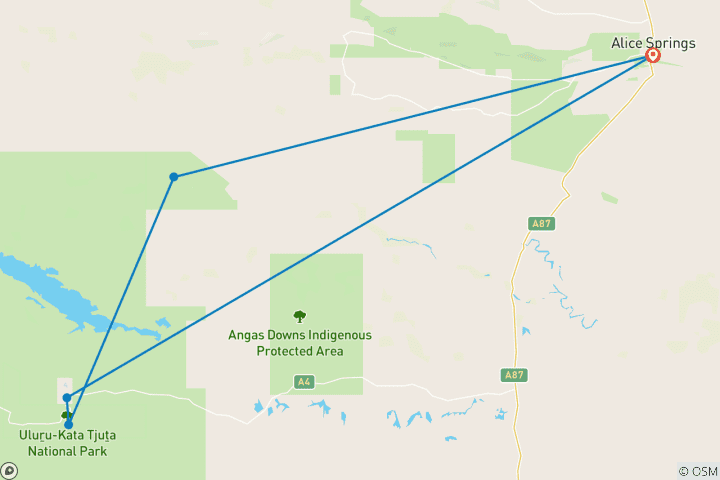 Carte du circuit Aventure Uluru et Kings Canyon