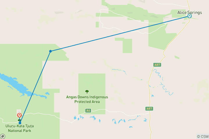 Mapa de Aventura en Uluru y Cañón de los Reyes (4 destinations)