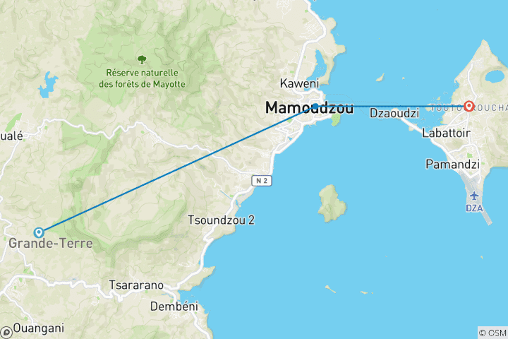 Carte du circuit Explorez Mamoudzou et la réserve nationale des zones humides 3 jours/2 nuits